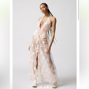 NEW For Love and Lemons Beckett Butterfly Maxi Dress Orange XL